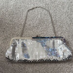 LOFT Silver Sequin Wristlet